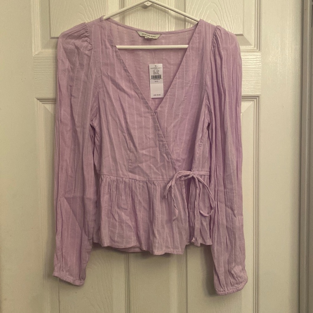 American eagle wrap peplum top NWT